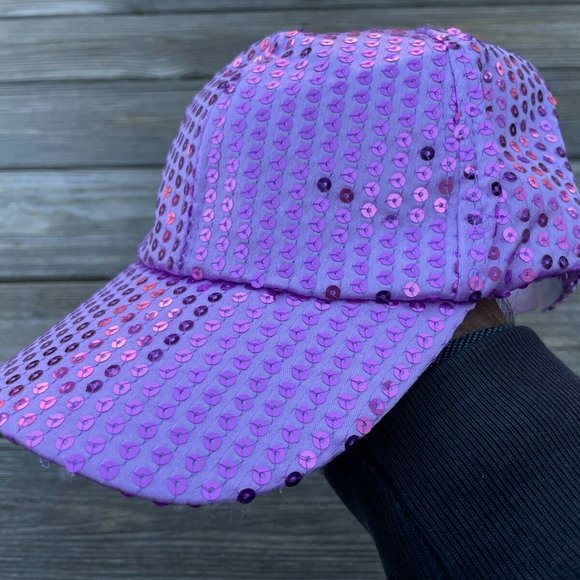 Women Hat Pink Tone Sequin Baseball Silver Cap Hat Fashion Hat New - Picture 11 of 12